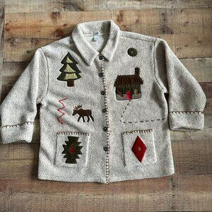 Vintage Lucia Women's Full Button Up Cabin Aztec Patchwork Jacket -L